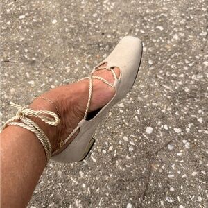 J.Renee Beige Lace-Up Flats